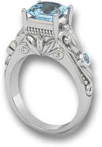 Anillo de compromiso con aguamarina