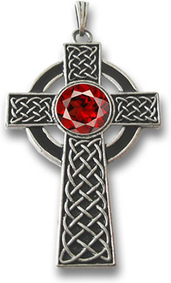 Colgante Cruz Celta de Plata y Granate Piropo