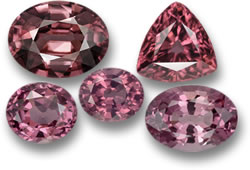 Piedras preciosas de circón rosa (arriba) y espinela (abajo)