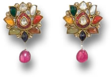 Pendientes Navaratna Nueve Gemas Oro