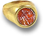 Anillo de sello de cornalina griega antigua