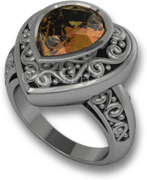 Anillo de axinita de plata