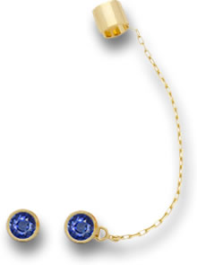 Juego de cadena, brazalete y brazalete de zafiro azul y oro