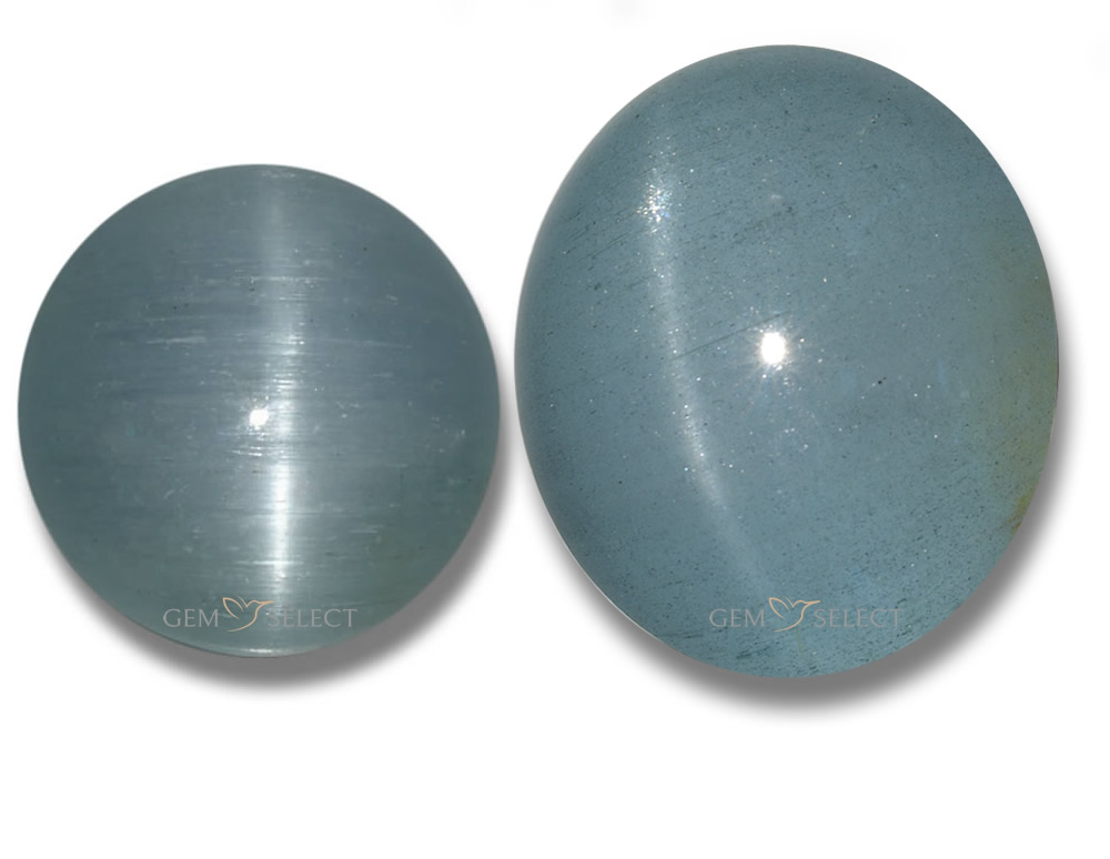 Piedras preciosas de aguamarina ojo de gato de GemSelect - Imagen grande