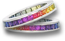 Alianzas de boda de zafiro multicolor