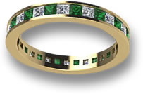 Anillo de eternidad con esmeralda y zafiro blanco