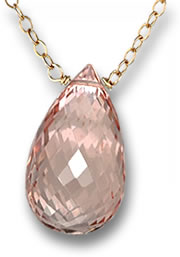 Collar de Oro con Colgante Morganita Briolette