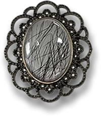 Broche de cuarzo rutilo negro