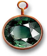 Zafiro verde engastado en bronce