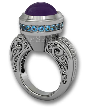 Anillo de moda con cabujón de amatista