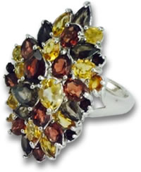Anillo de piedras preciosas multicolores