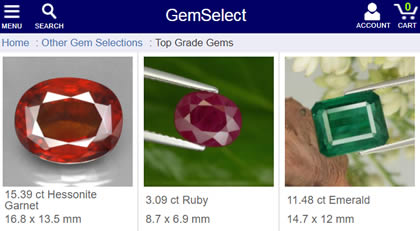 GemSelect sitio web de piedras preciosas