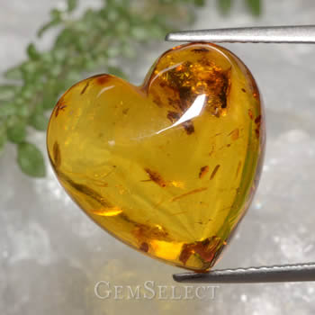 Natural Heart-Shaped Amber Gemstone