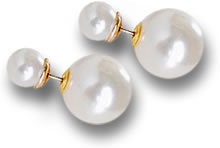 Aretes de perlas con doble botón