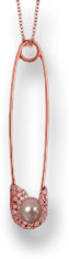 Colgante de imperdible de oro rosa y perla
