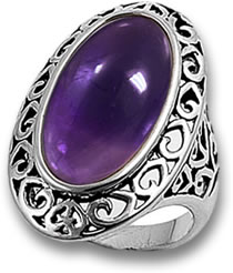 Anillo de plata con cabujón de filigrana y amatista