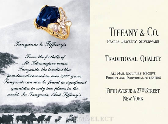 Anuncio de tanzanita de Tiffany