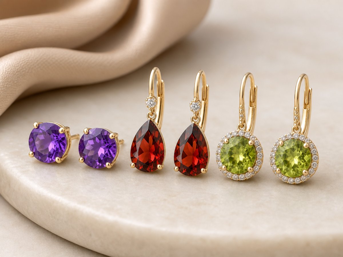 Gemas naturales mostradas en joyería