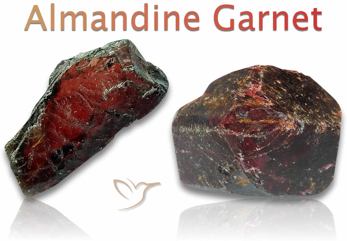 Piedras de granate almandino en bruto