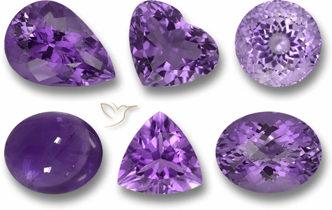 Piedras preciosas de amatista para diseños de anillos de compromiso