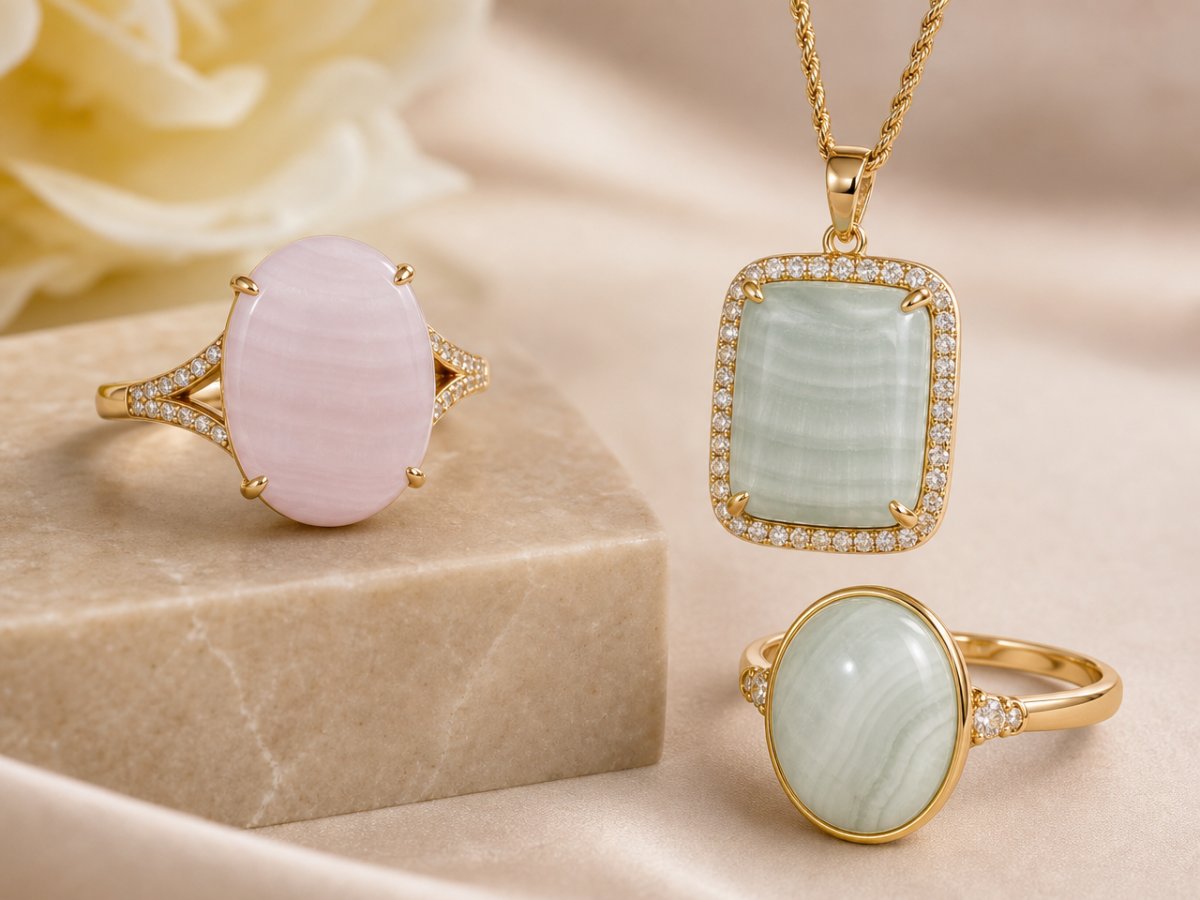 Gemas de aragonita mostradas en joyería