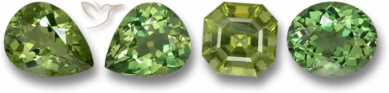 Gemas de apatita verde espárrago