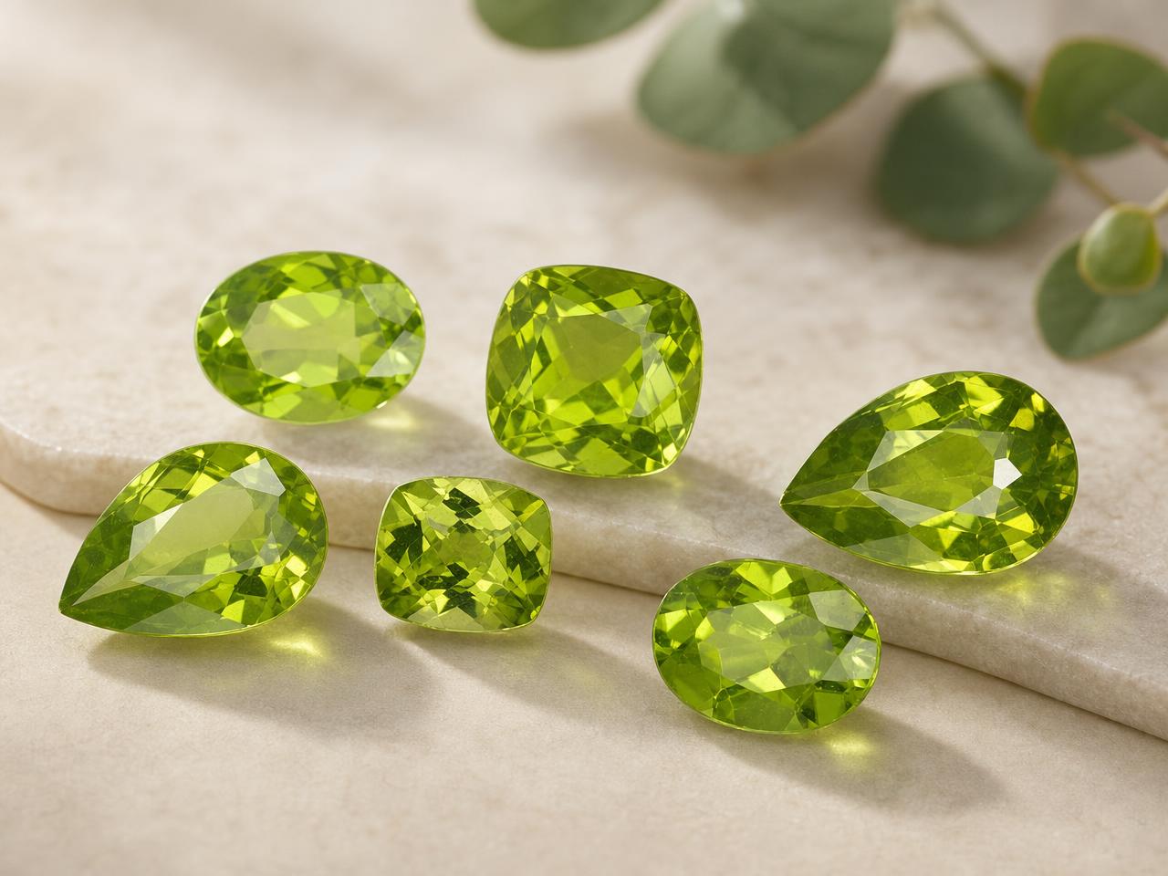 Gemas sueltas de peridoto verde para joyería de piedra natal de agosto