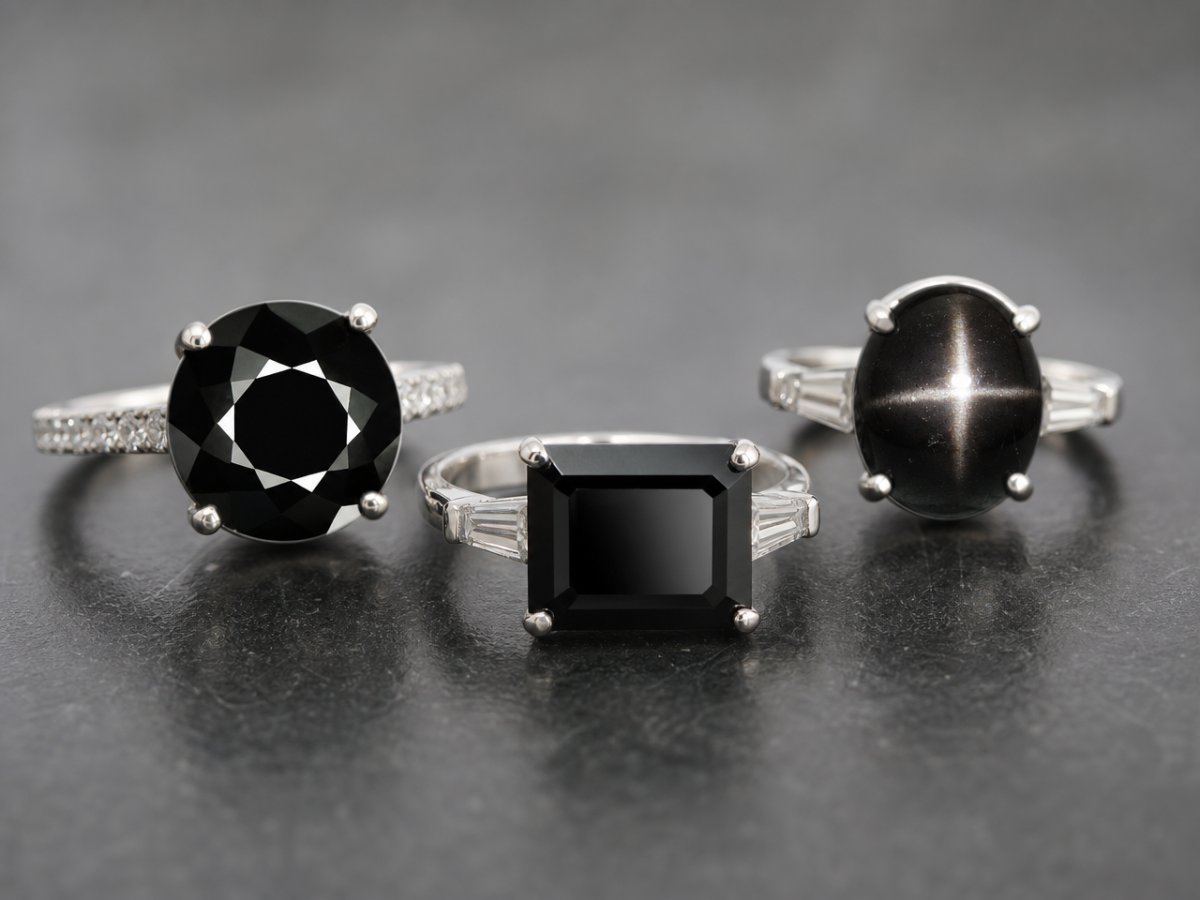 Gemas naturales mostradas en joyería