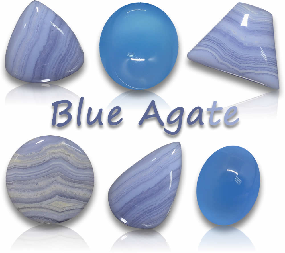 Piedras preciosas naturales de ágata azul