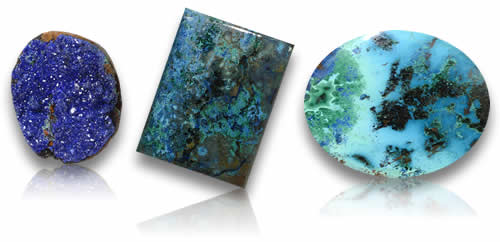 Piedras preciosas naturales de azurita azul