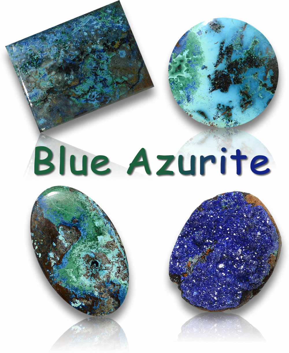 Piedras preciosas naturales de azurita azul