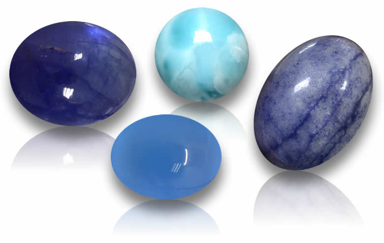 Piedras preciosas sueltas de cabujón azul para la fabricación de joyas.