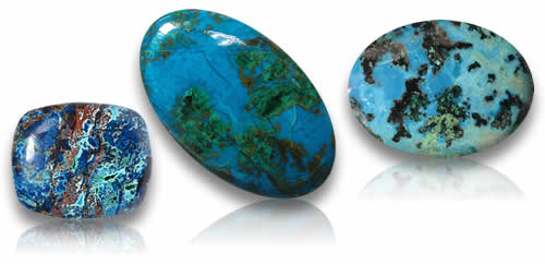 Piedras preciosas naturales de crisocola azul