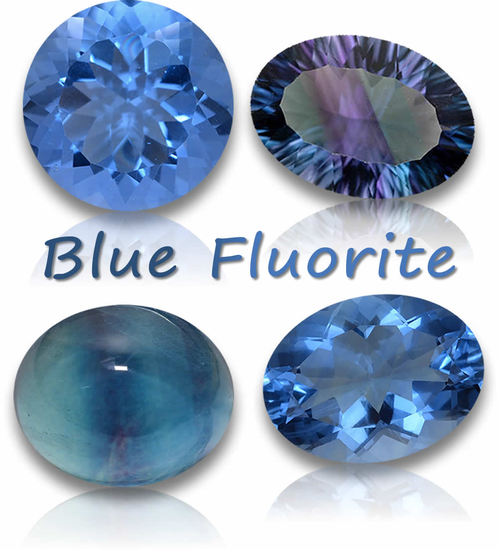Piedras preciosas naturales de fluorita azul