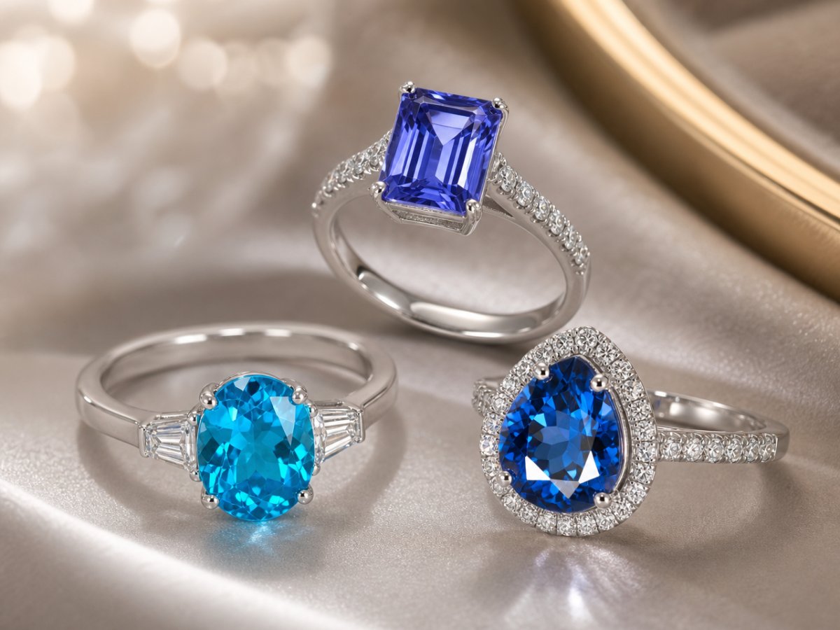 Gemas naturales mostradas en joyería