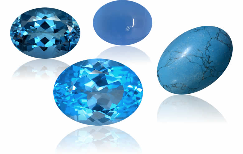 Piedras preciosas ovaladas azules sueltas para la fabricación de joyas.