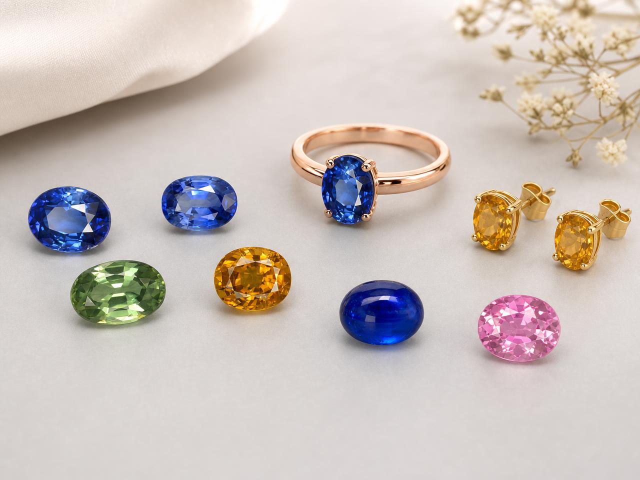 Gemas de zafiro sueltas y calibradas de 6x4 mm para engastes de joyería.