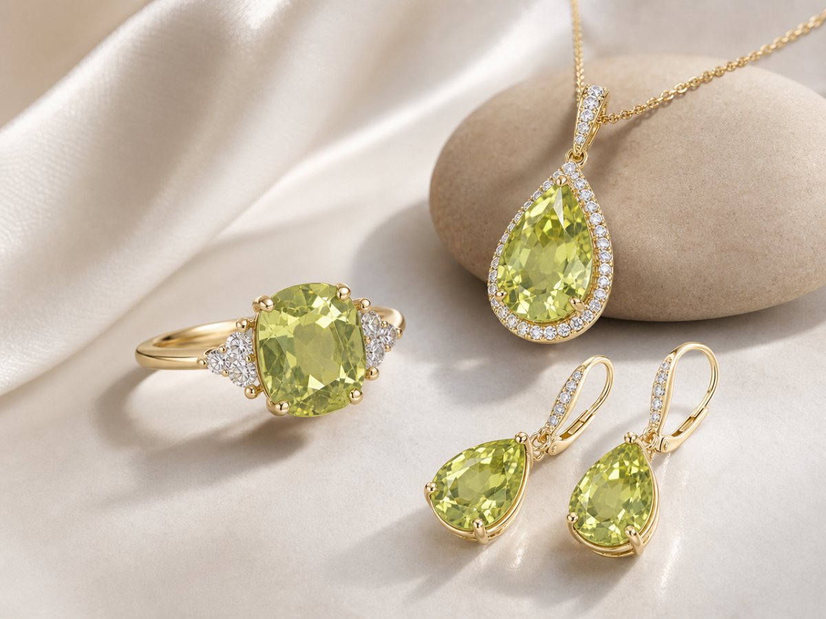 Gemas de crisoberilo mostradas en joyería