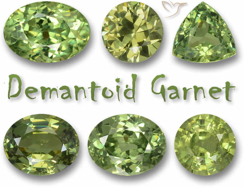 Piedras preciosas de granate demantoide verde