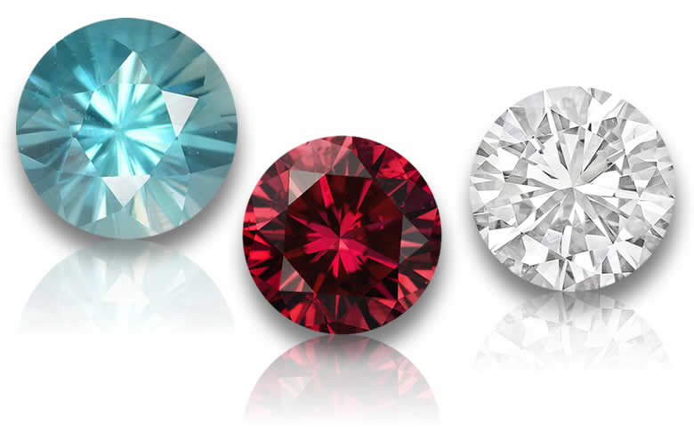 Piedras preciosas talladas en diamante con facetado brillante