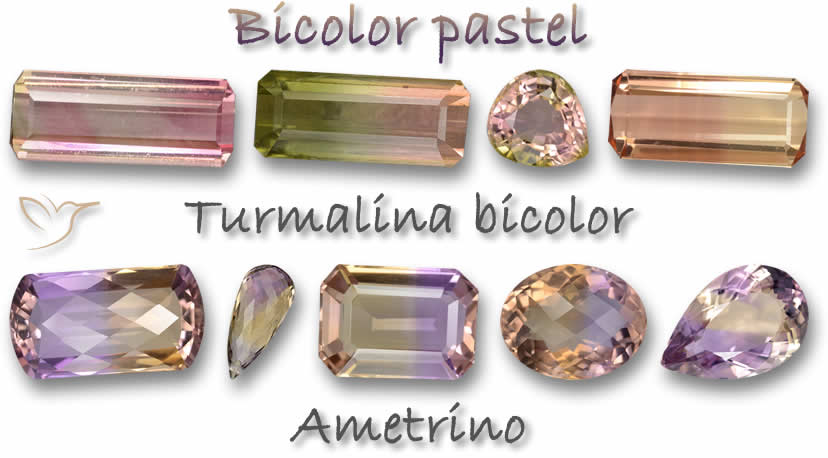 Piedras preciosas bicolor pastel