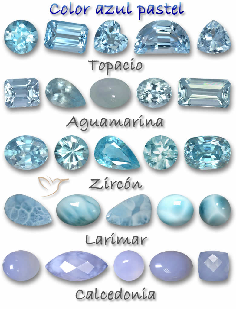 Piedras preciosas color azul pastel