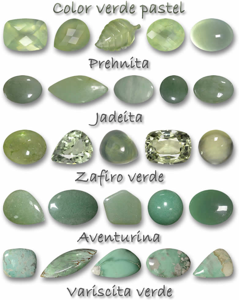 Piedras preciosas color verde pastel
