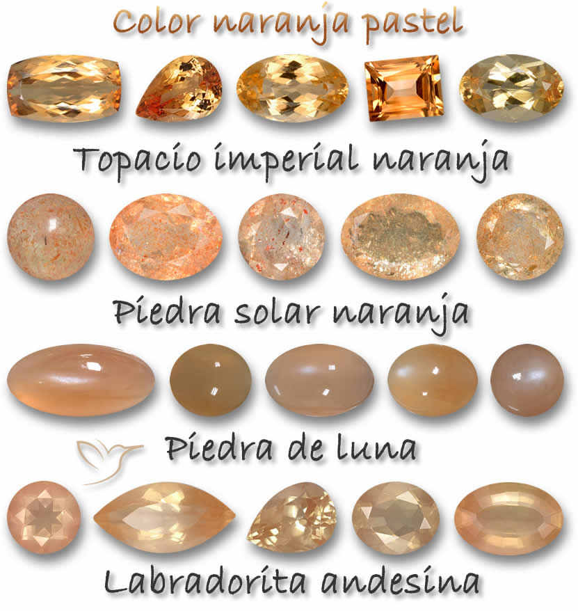 Piedras preciosas color naranja pastel