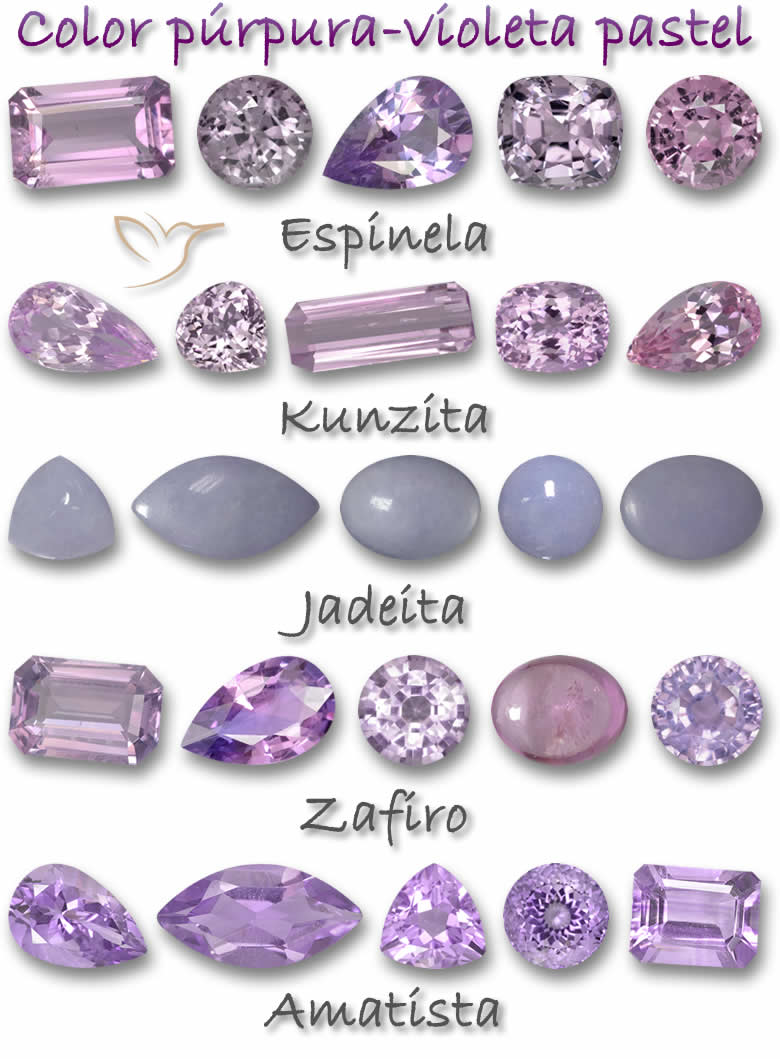Piedras preciosas color púrpura-violeta pastel