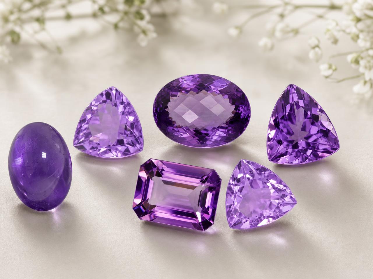 Gemas sueltas de amatista púrpura para joyería de piedra natal de febrero