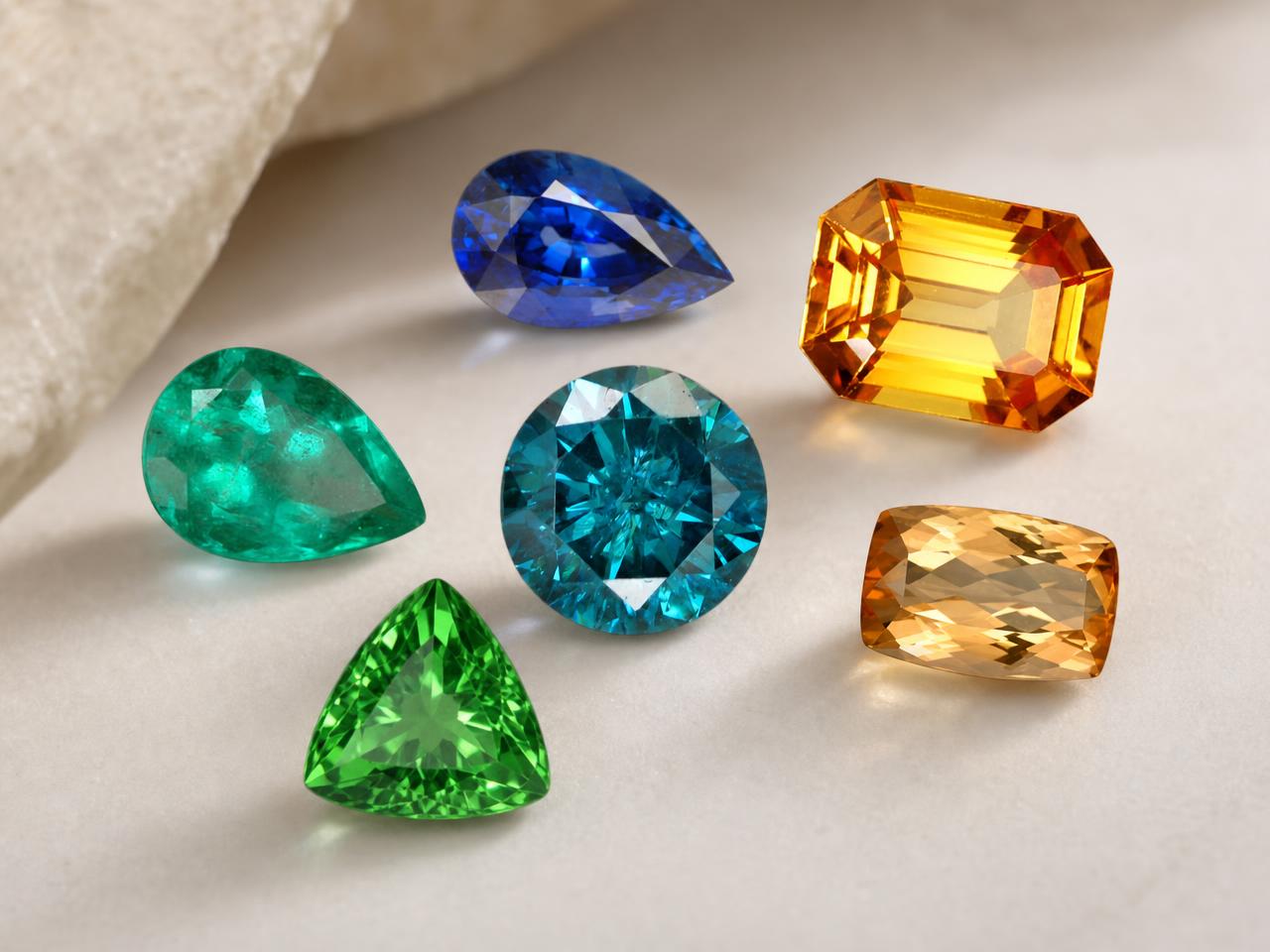 Lujosas gemas naturales sueltas en una variedad de colores para joyería fina.