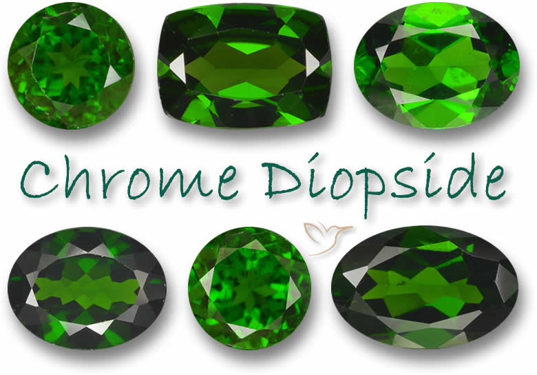 Piedras preciosas de diópsido de cromo verde