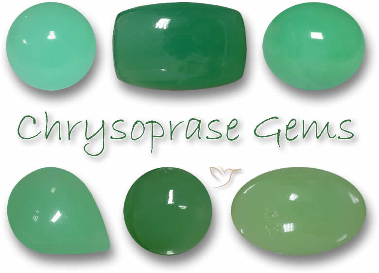Piedras preciosas de crisoprasa verde