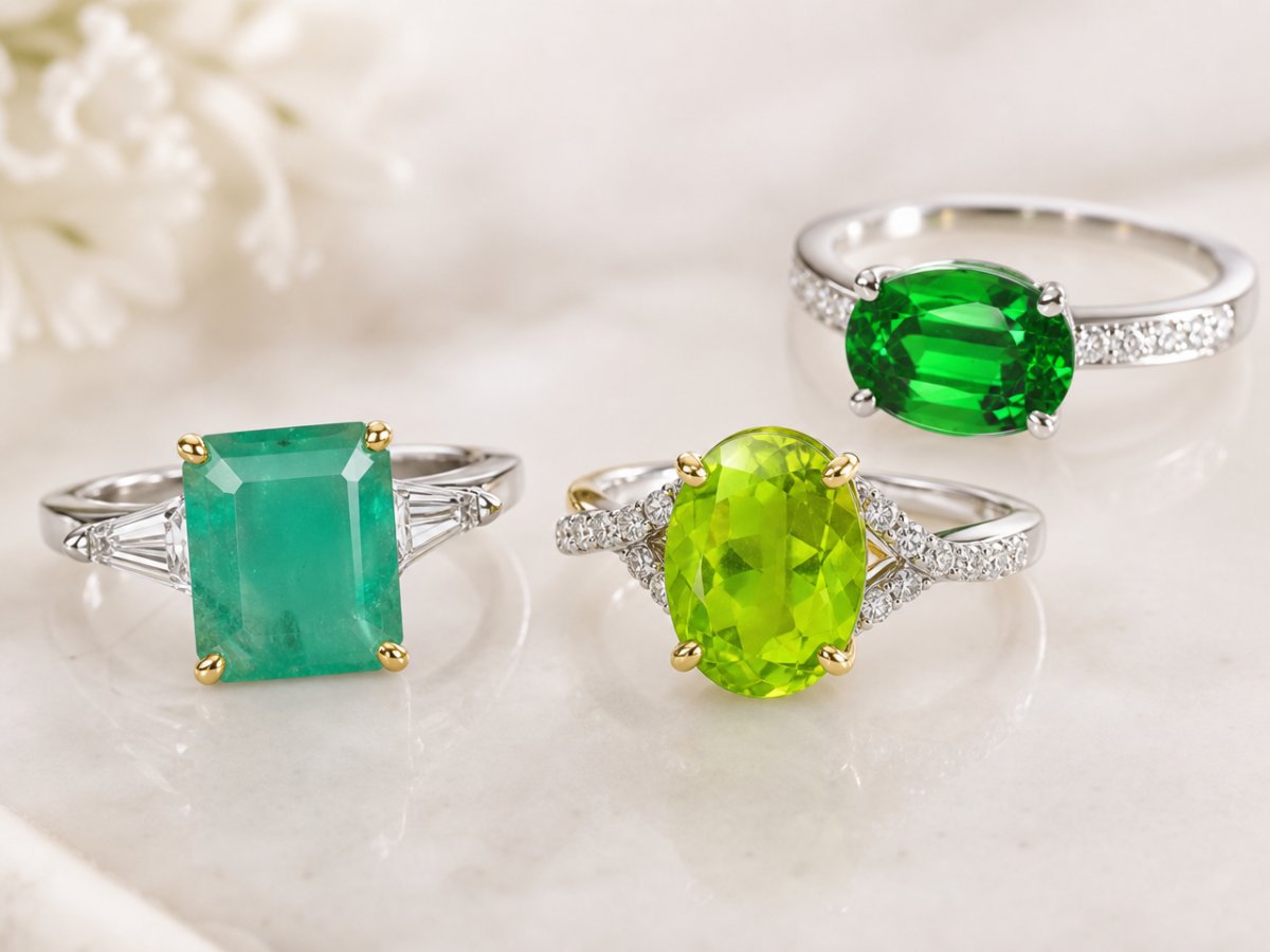 Gemas naturales mostradas en joyería
